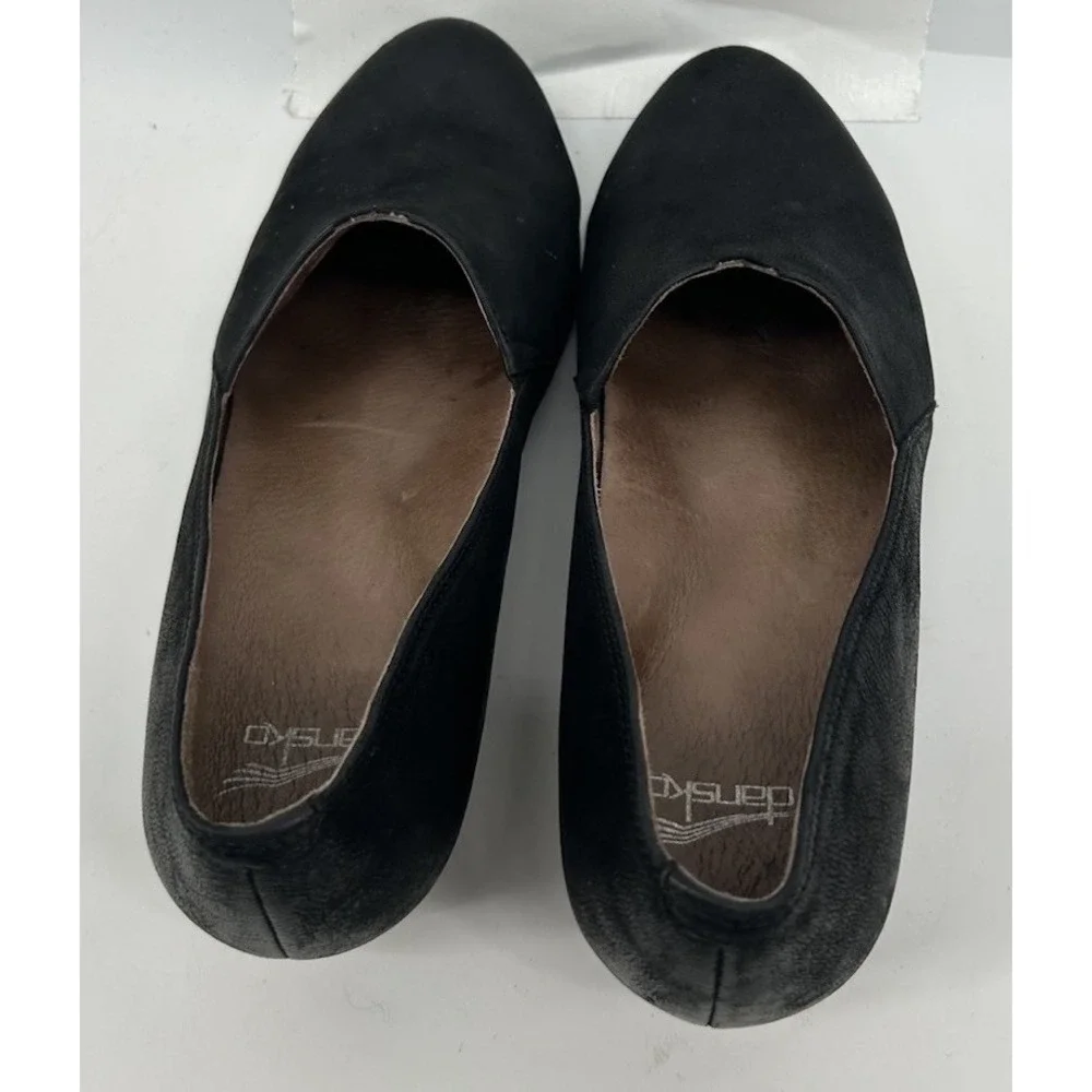 Dansko Liliana Black Burnished Nubuck Wedge Loafer Women's‎ 38 US 8